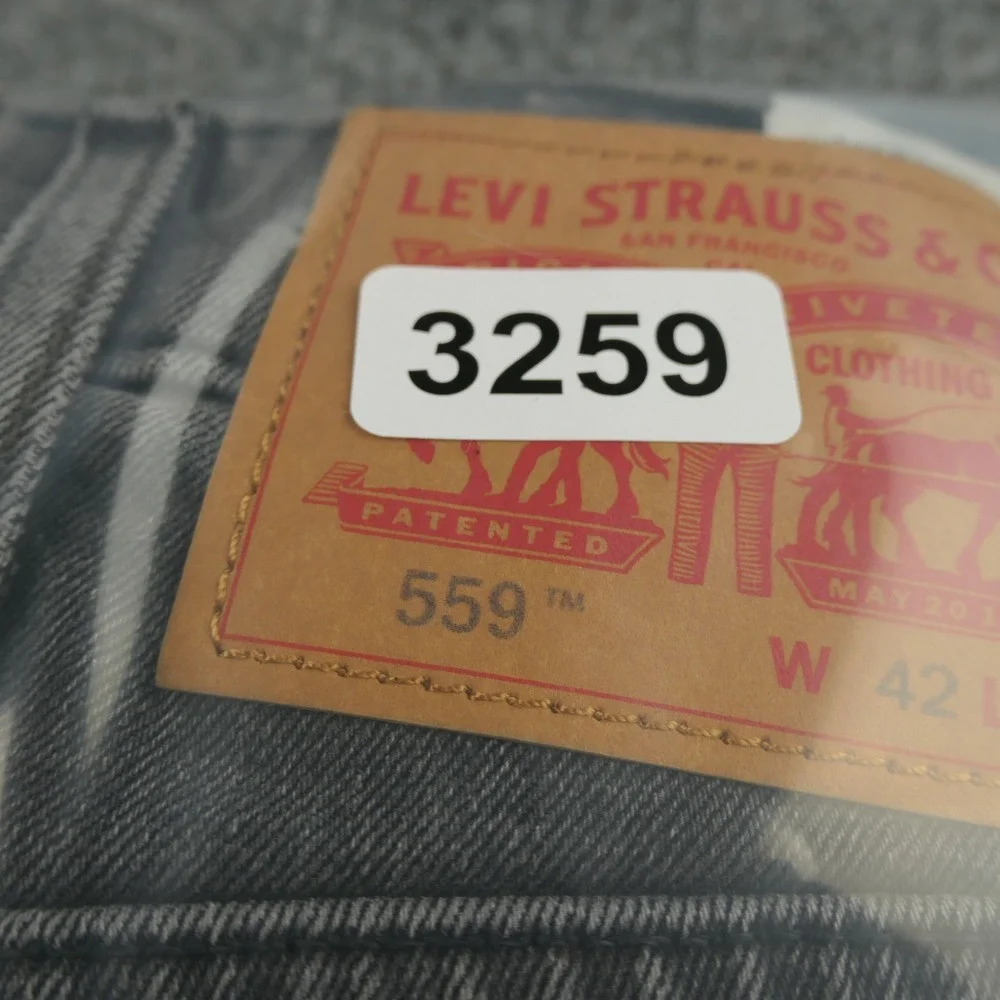 Levis 559 Jeans Mens 42x30 Relaxed Straight Stretch Grey Denim Pants Workwear